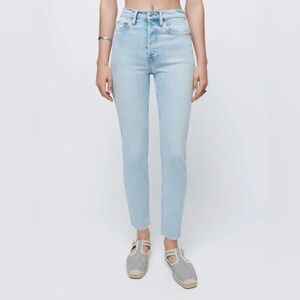 NWOT Re/Done Originals High Rise Ankle Crop Jeans button fly Light Denim sz 27